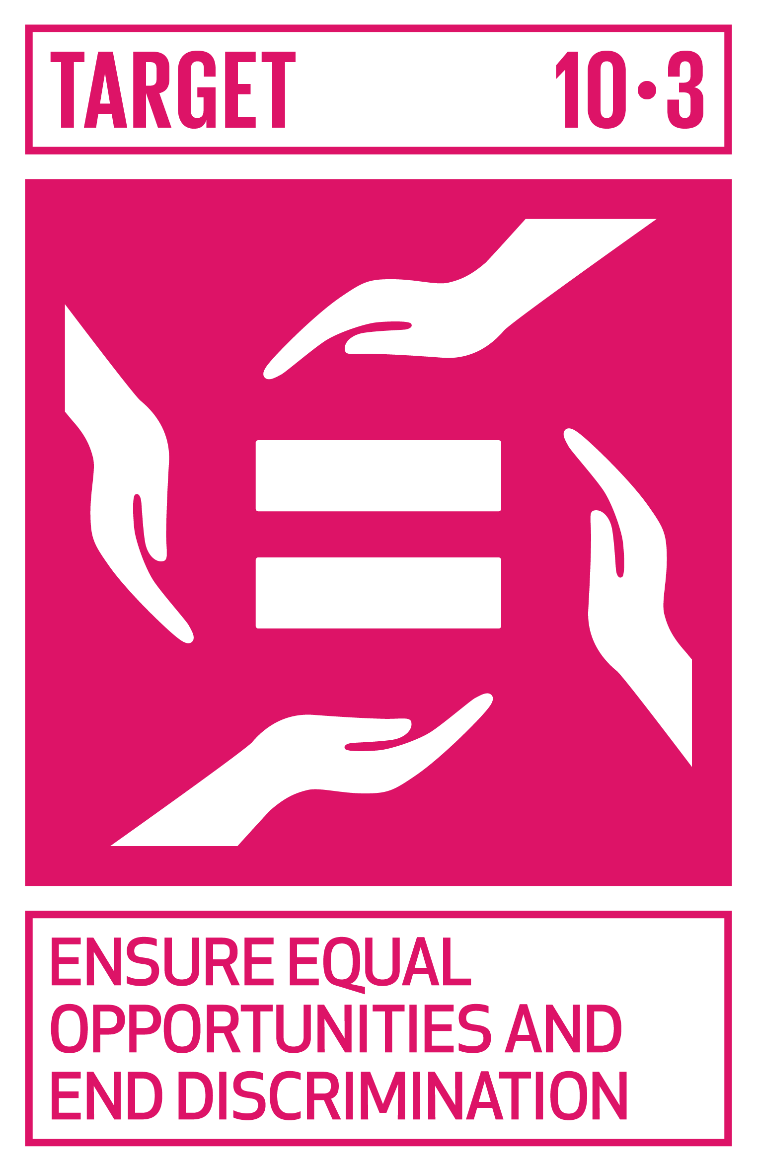 Ensure equal opportunity and reduce inequalities of outcome, including by eliminating discriminatory laws, policies and practices and promoting appropriate legislation, policies and action in this regard. INDICATOR 10.3.1 Proportion of population reporting having personally felt discriminated against or harassed in the previous 12 months on the basis of a ground of discrimination prohibited under international human rights law