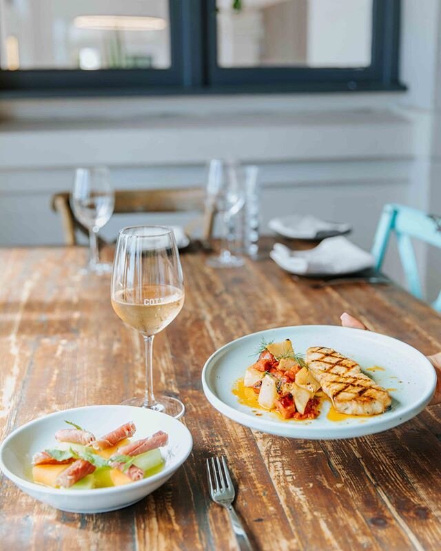Rottnest Swordfish with Prosciutto and Compressed Melon salad for entree. ⁣
⠀⠀⠀⠀⠀⠀⠀⠀⠀⁣
Experience delicious, local produce in our beautiful Cott &amp; Co. Simply visit our website to book ✨