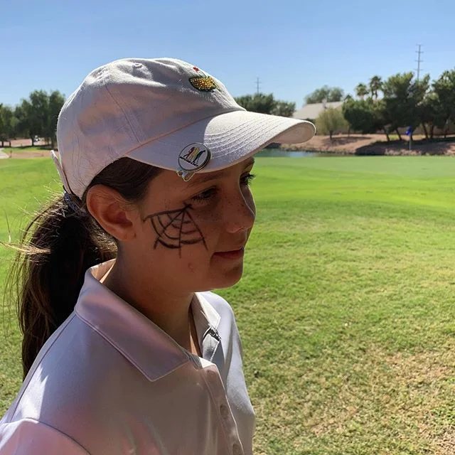 Had a spooktacular day on the course at @u.s.kidsgolf ! #uskids #roadtoaugusta #uskidsgolf #dcp #drivechipandputt #golf #golfcourse #halloween #spiderweb #facepaint #inthespirit #allgoodthings #golfer #juniorgolfer #milannorton