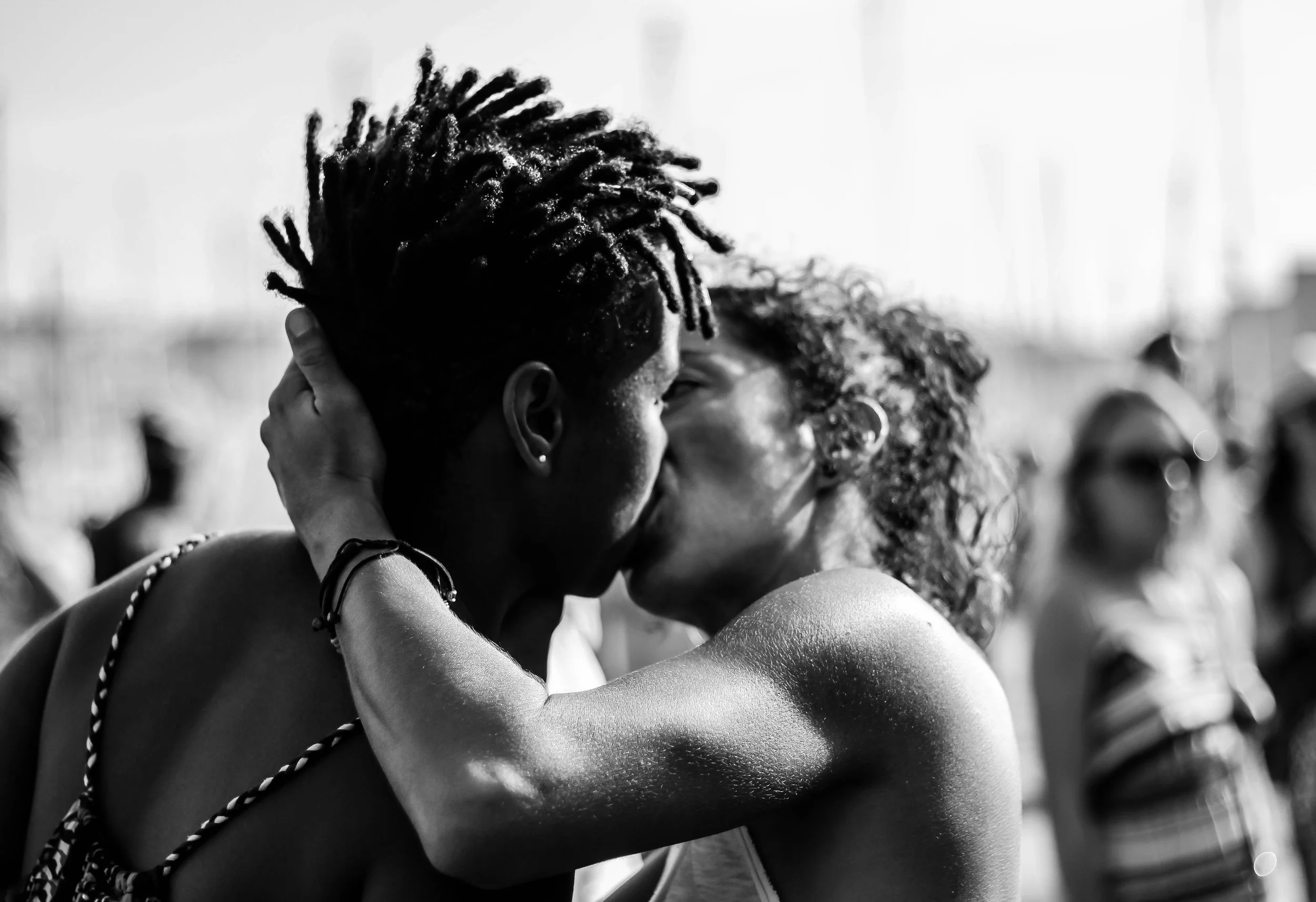 Lesbian couple kissing