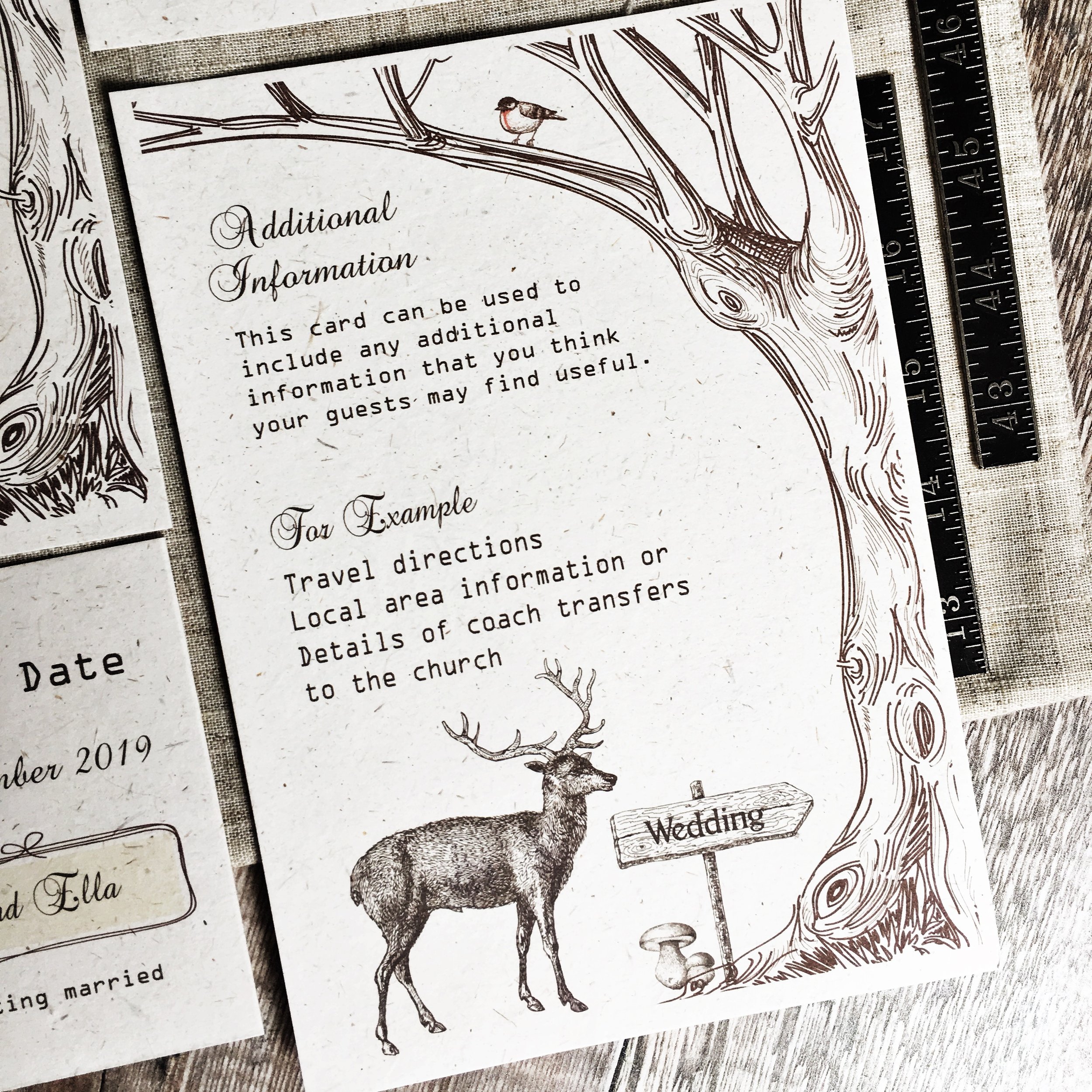 SAMPLE Personalised Save The Date Evening Kraft or White Rustic Woodland Deer
