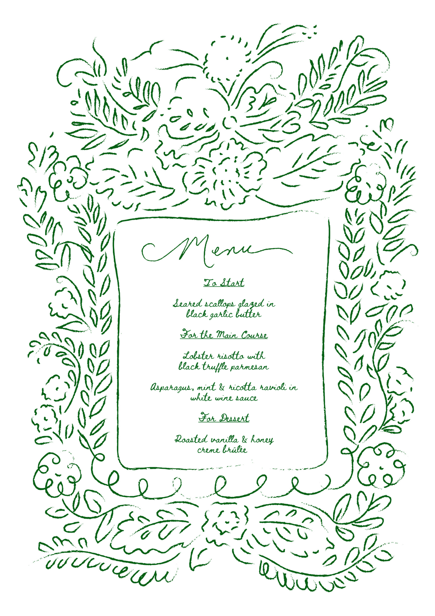 Dinner With Friends Floral Frame border Menu Template.png