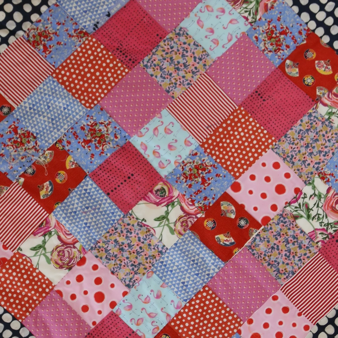 Quilt_45x45_Pink and Black Dots-01.JPG