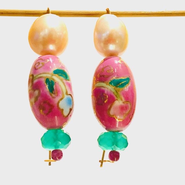 Vintage Chinese Porcelain Earrings