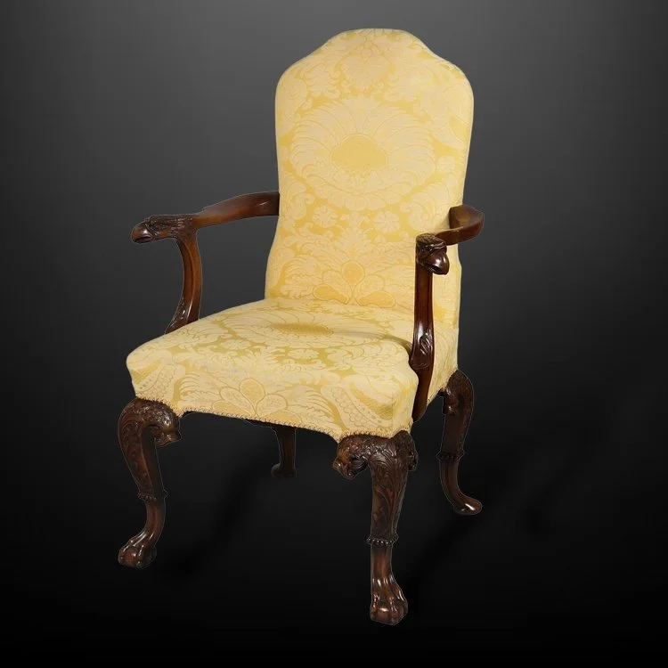 A mahogany open armchair, George I style