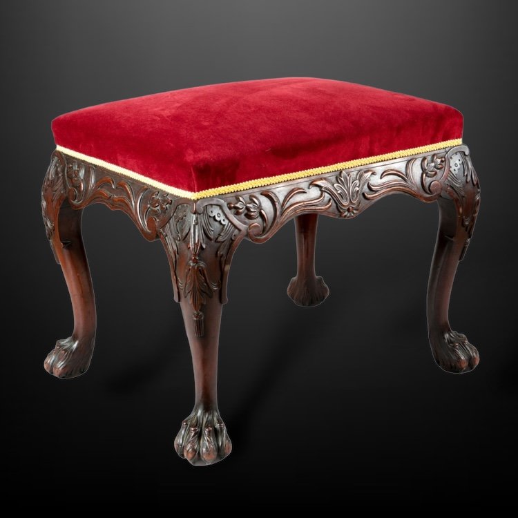 A 19th Century carved mahogany stool.JPG