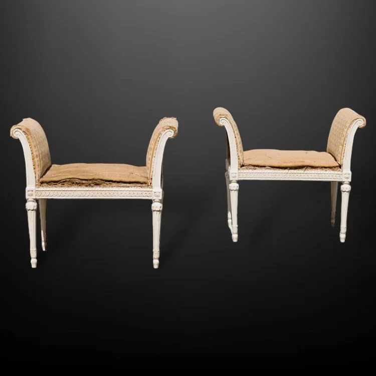 A pair of 19th Century Neoclassical window seats.JPG