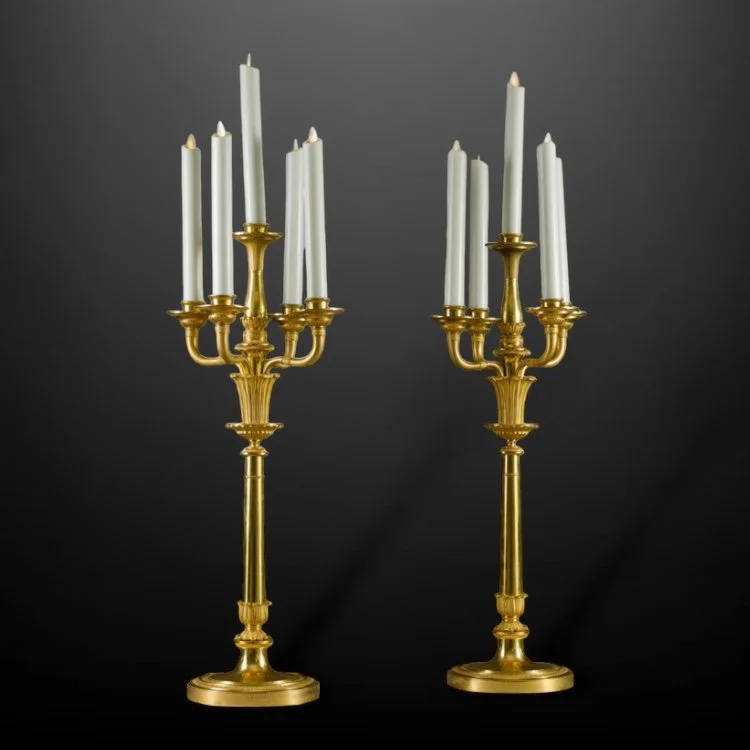 A pair of Russian gilt bronze five light candelabra.JPG