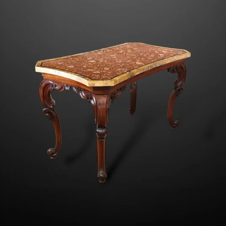 An elegant William IV rosewood and marble centre table