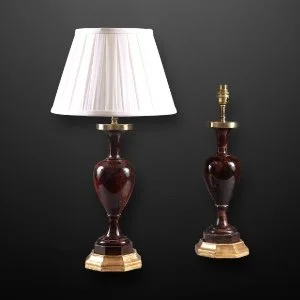 A pair of polished hardstone table lamps