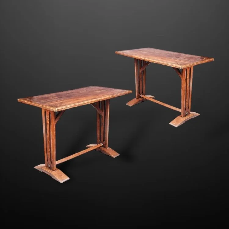 pair of arts and crafts tables