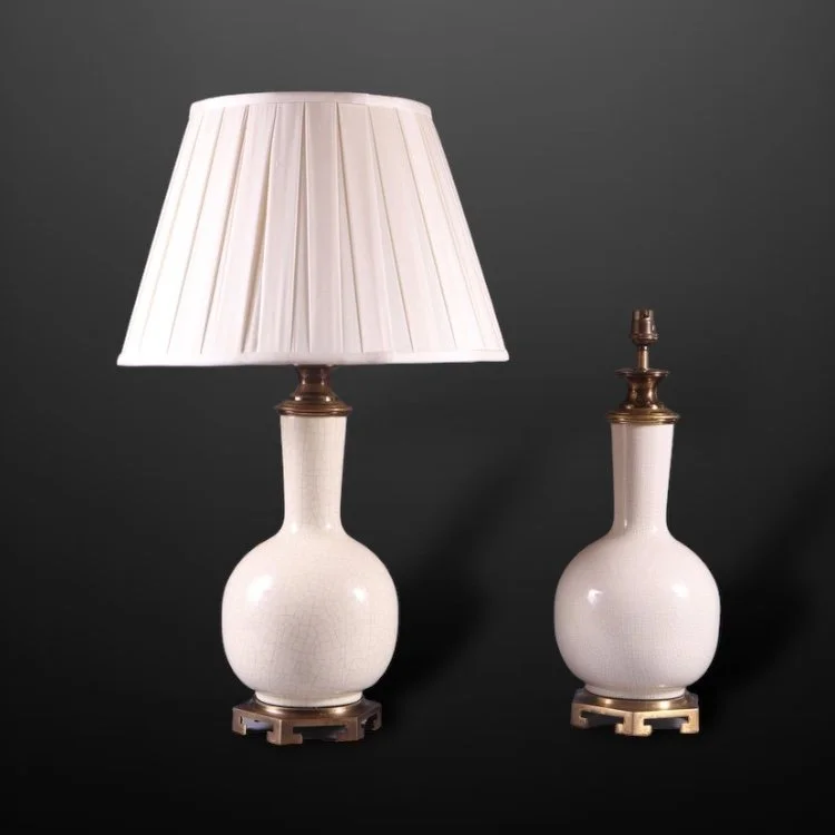 Pair of 19th C Crackleware Lamps