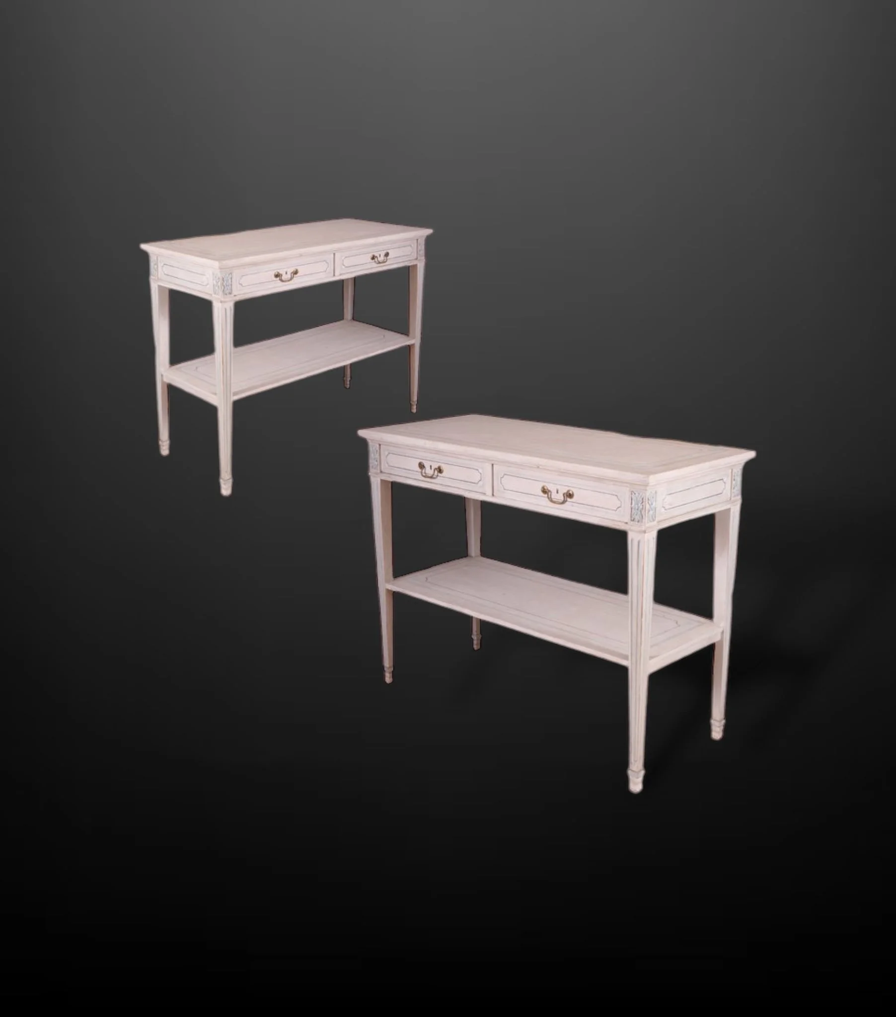 A fine pair of white painted 19th century side tables..JPG