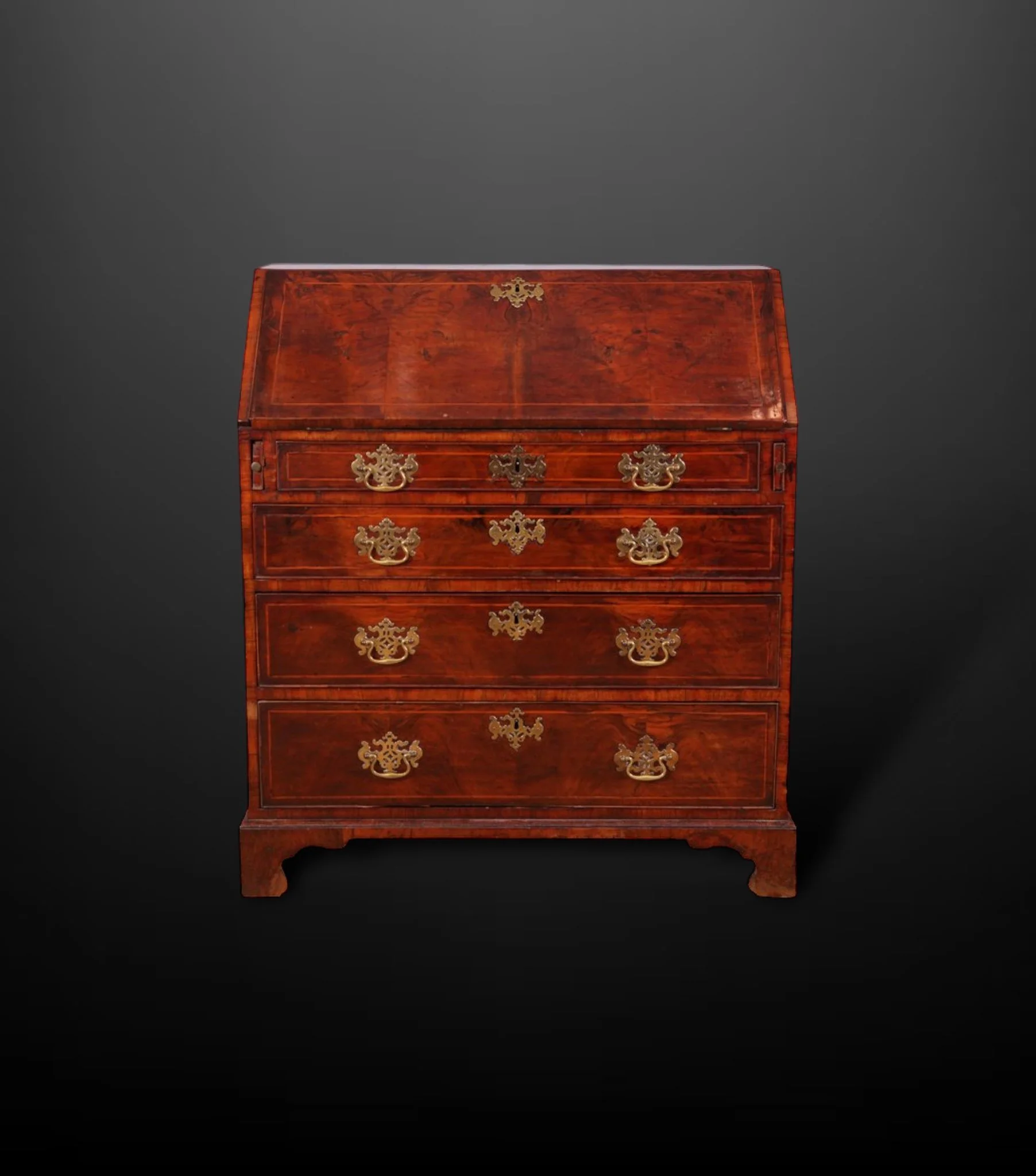 Early 18th Century Figured Walnut Bureau Cabinet.JPG