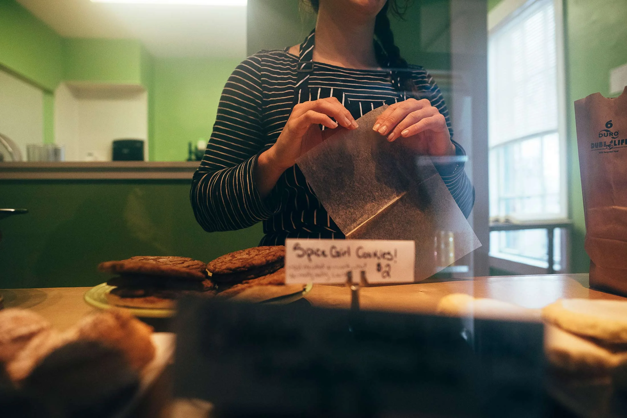 Awaiting our choice of baked goods at Moonbat City Baking Co.