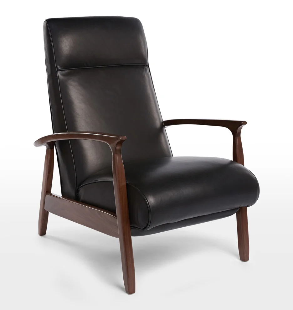 Rejuvenation Glenn Walnut Leather Recliner