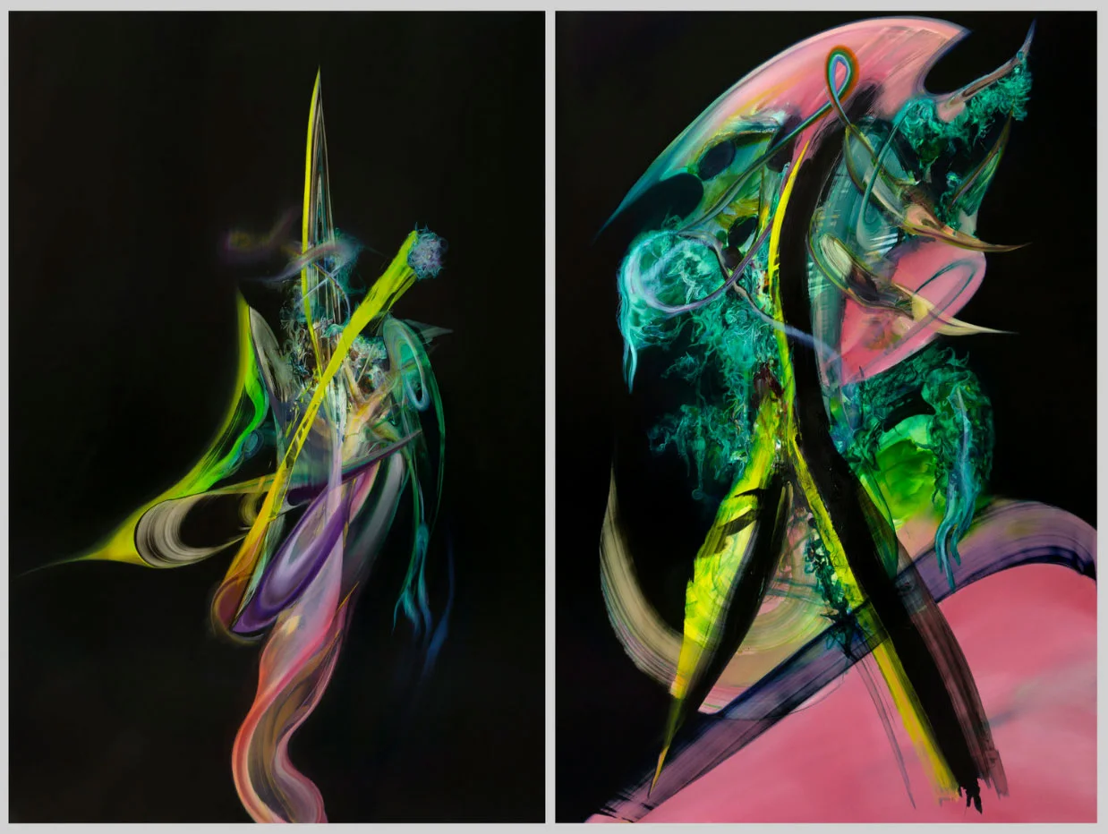The Past Rockets Through Me, diptych.