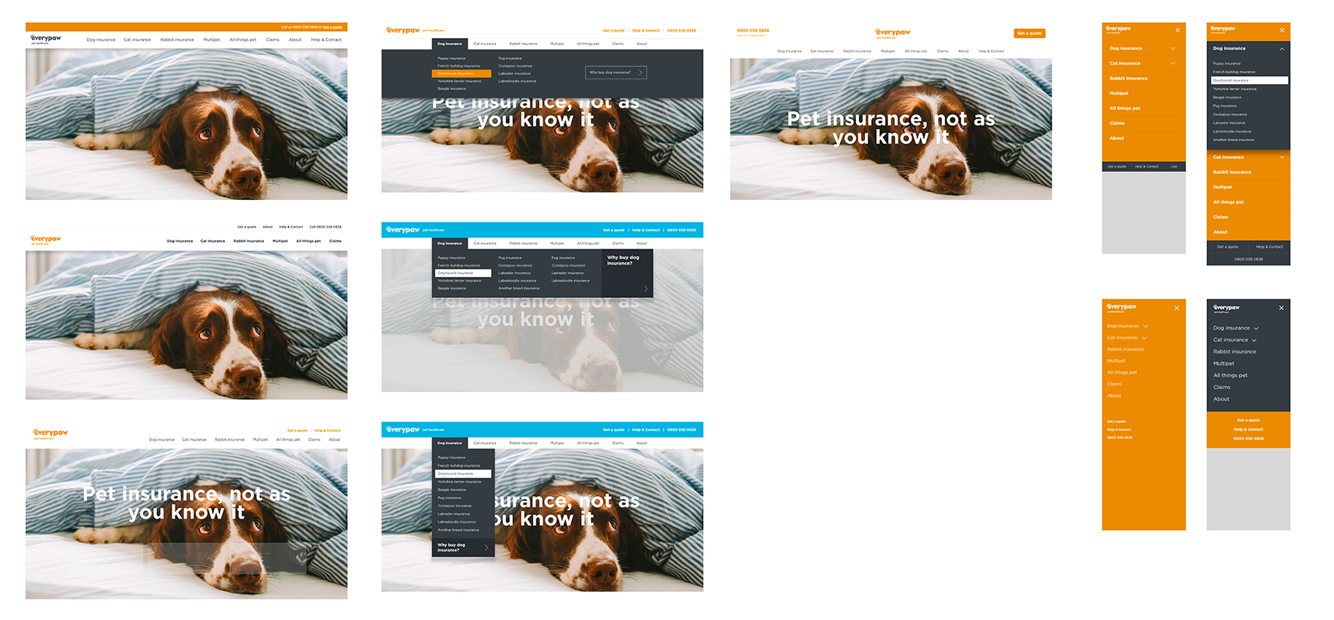 The design team also created several options for navigation menus, determining how these would work on large and mobile screen sizes.