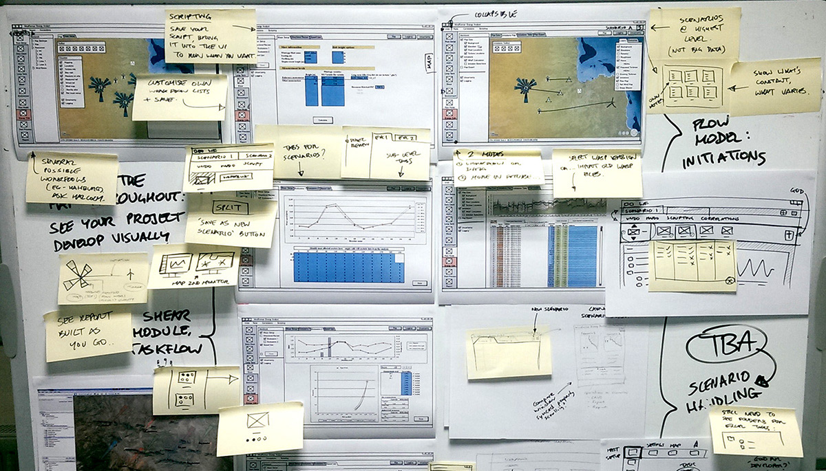 Early working sketches, designing a new UI based on user task-flows