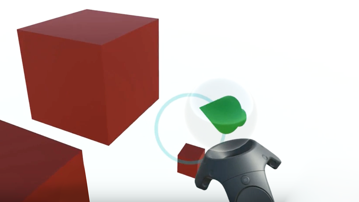 A more successful navigation arrow, this time anchored above the controller.