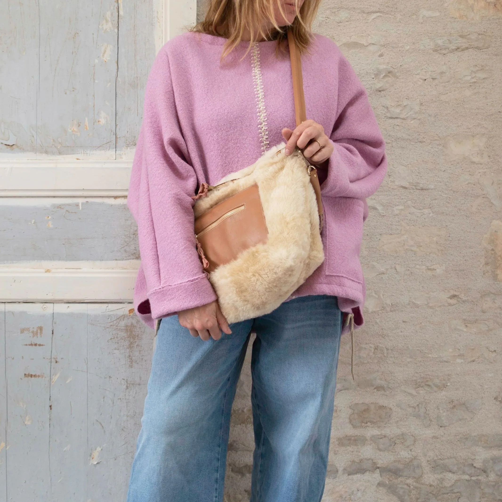 pink+wool+tunic+shearling+shoulder+bag.jpg