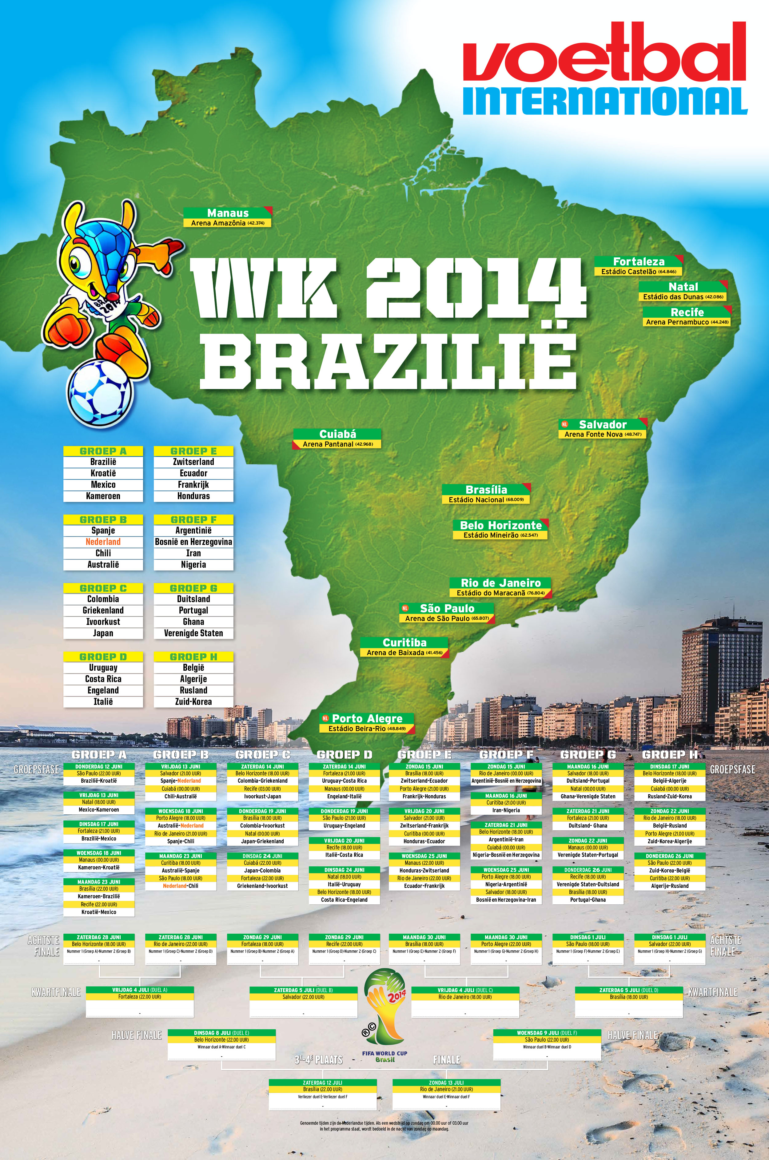 Poster speelschema WK 2014 (A2)