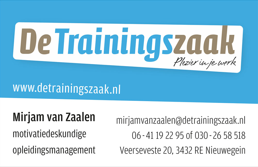 Logo en visitekaart De Trainingszaak (voorzijde)