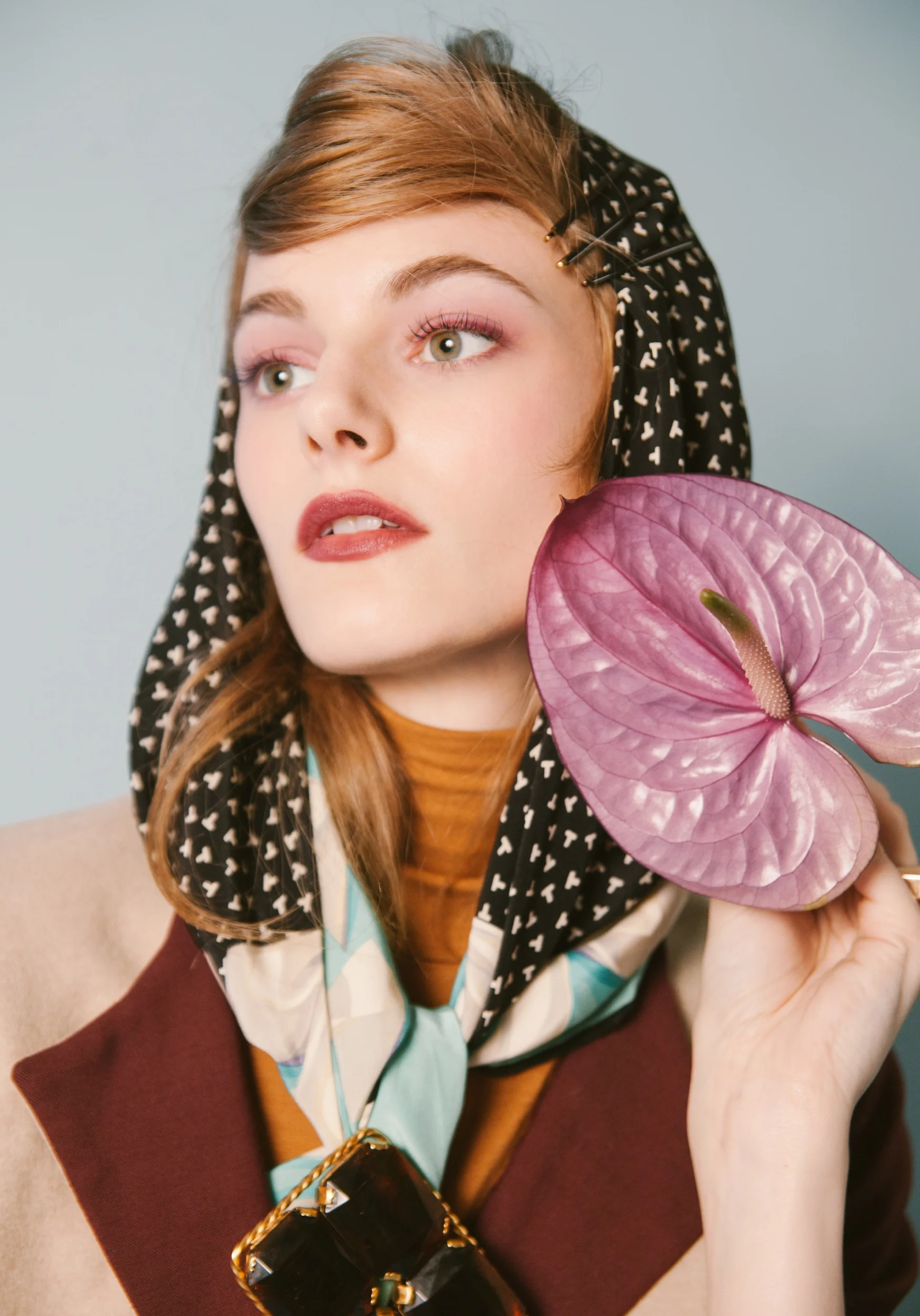 Jacket Elena Rudenko. Scarf Tiffany & Co