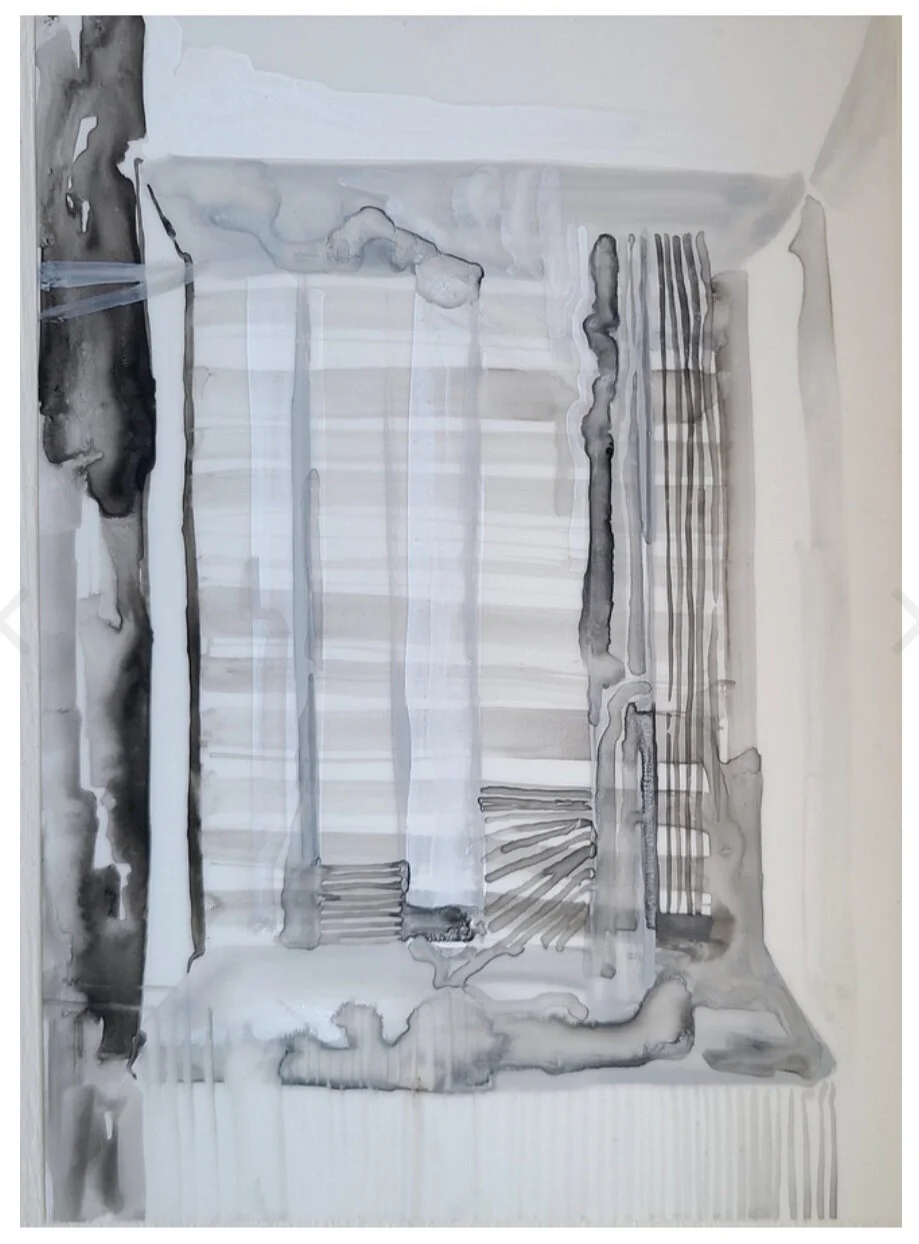 Vents and BlindsSienna Henson, Gouache on YUPO paper, 5x7 in.