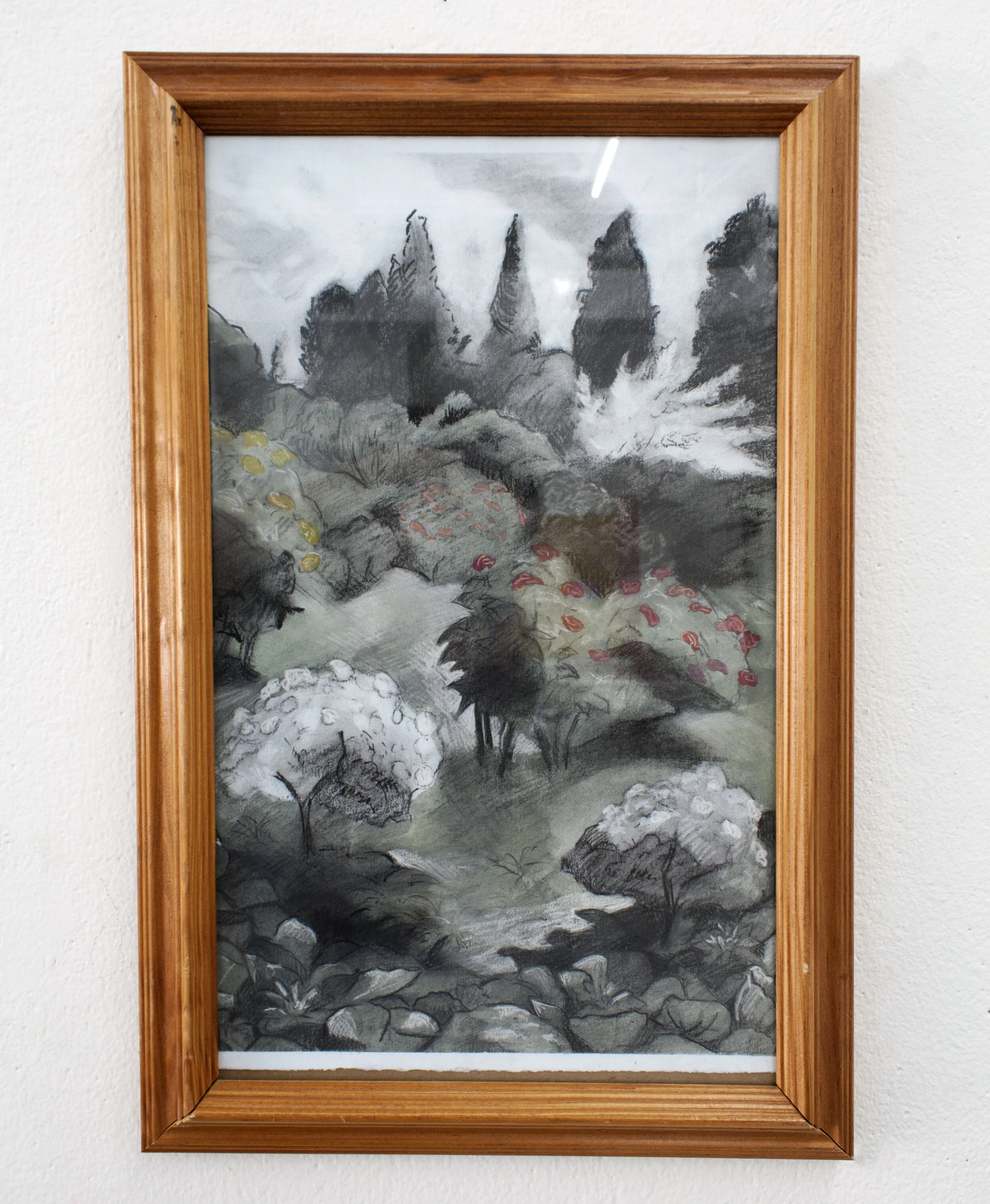 Rose GardenKate Suchan, 2020, charcoal on gouache, 20x10 in.