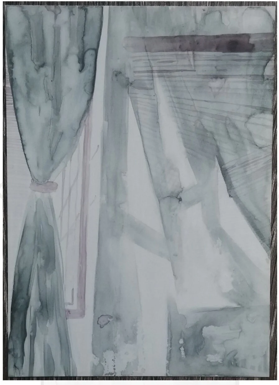 Airbnb above the white hart bar in New Cross, EnglandSienna Henson, 2020, gouache on YUPO Translucent Paper, 5x7 in.