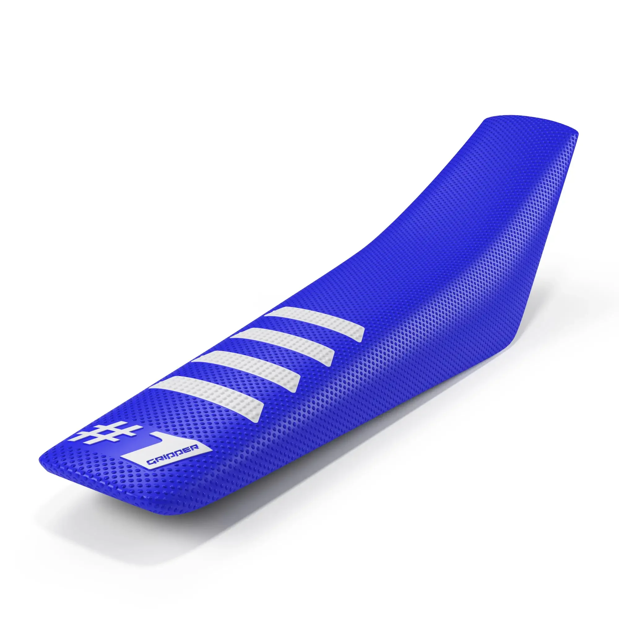 One Gripper Seat Cover RIBBED – Blue with White Ribs