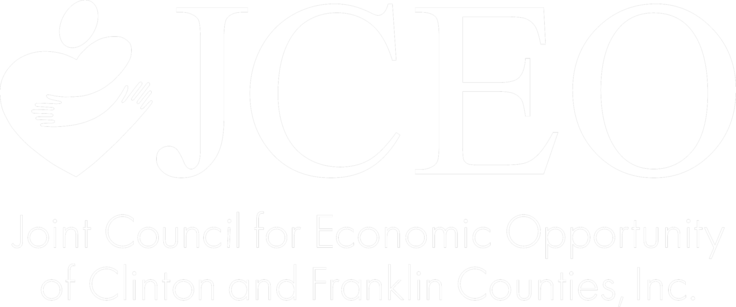 Logo for the Joint Council for Economic Opportunity of Clinton and Franklin Counties, Inc., featuring a stylized heart with a handshake inside and the acronym JCEO.