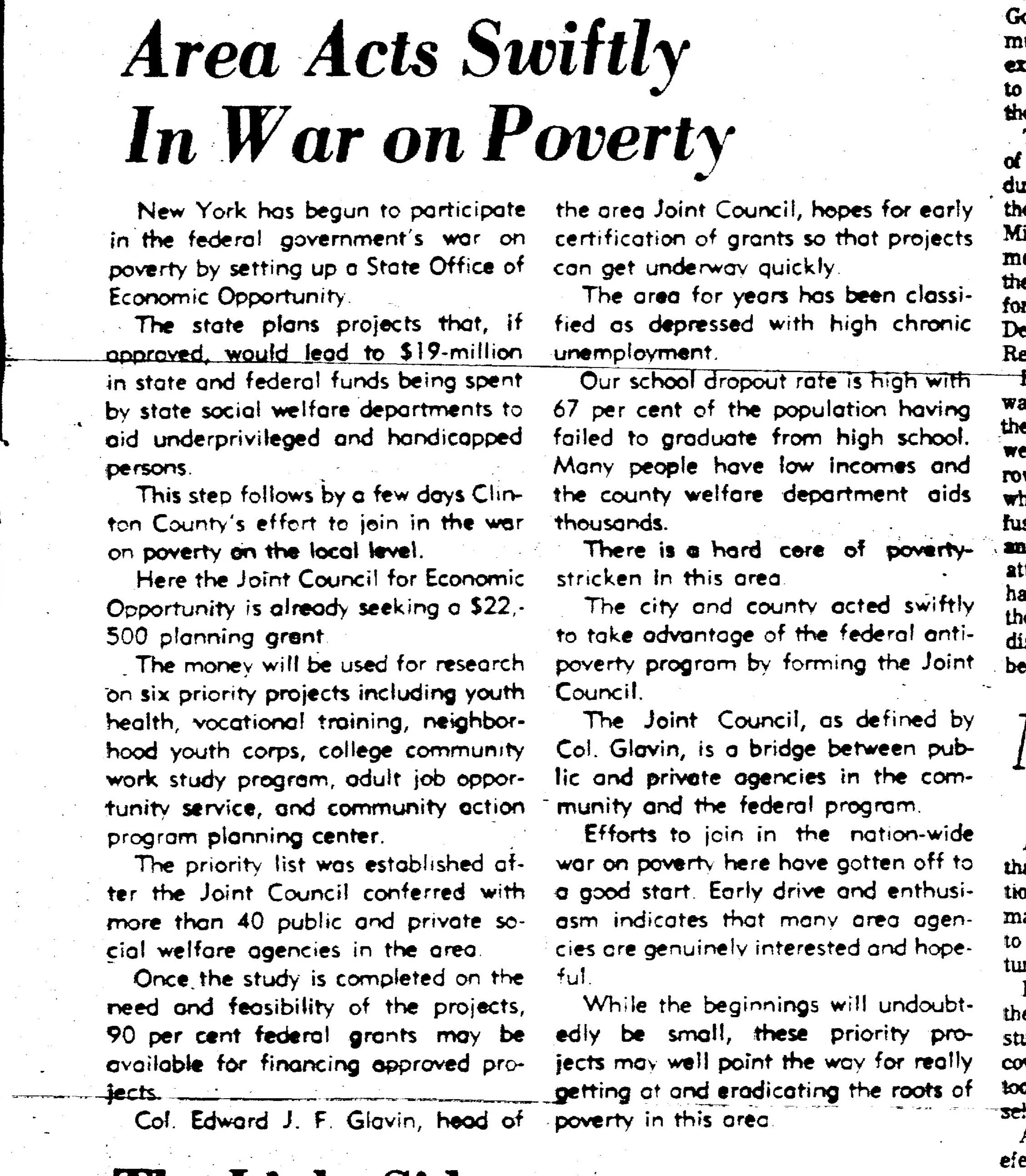 An article from the Plattsburgh Press Republican, December 11th 1964.