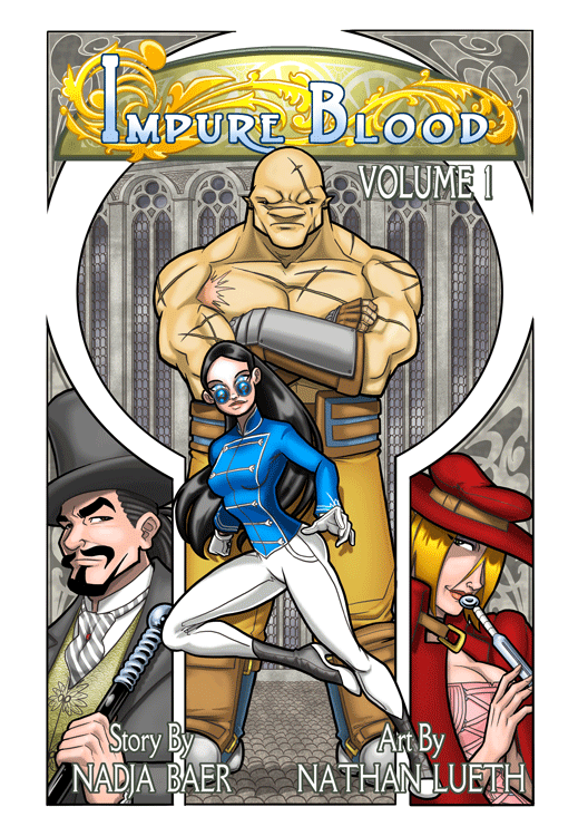 Roan is an enslaved gladiator, half-blooded descendent of an ancient and mystical race that was driven to the brink of extinction by humans. He is freed from his captivity by a mysterious young heroine named Dara in exchange for his help in tracking down the last full-blooded member of his kind. Paperback- $19.98 Comixology - $9.99 PDF- $8.99