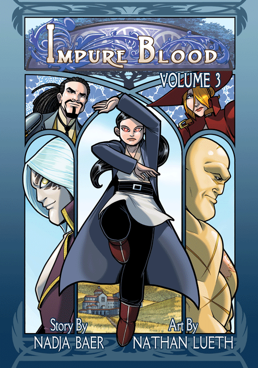 Dara has disappeared in a fit of uncontrolled rage. Now she has to learn to rein in the power in her Ancient Blood before it burns her from the inside out while Caspian, Mac, and Roan attempt to locate her from across the continent. Elnor takes a detour to check in with her boss and to serve a side of blackmail on an all-too-deserving target. All roads lead to Eldendore, a city-state plagued by years of bigotry and intolerance of the Ancient Blood. Rebellion threatens to spill into the streets even before Roan arrives. Tentative new friendships are formed and immediately tested in the midst of chaos. While fighting their way out of yet another city, the company is once again forced to question Auhle’s intentions in stealing the ancient artifact that the Watchers are after. Paperback- $19.98 ComiXology- $9.99 PDF- $8.99