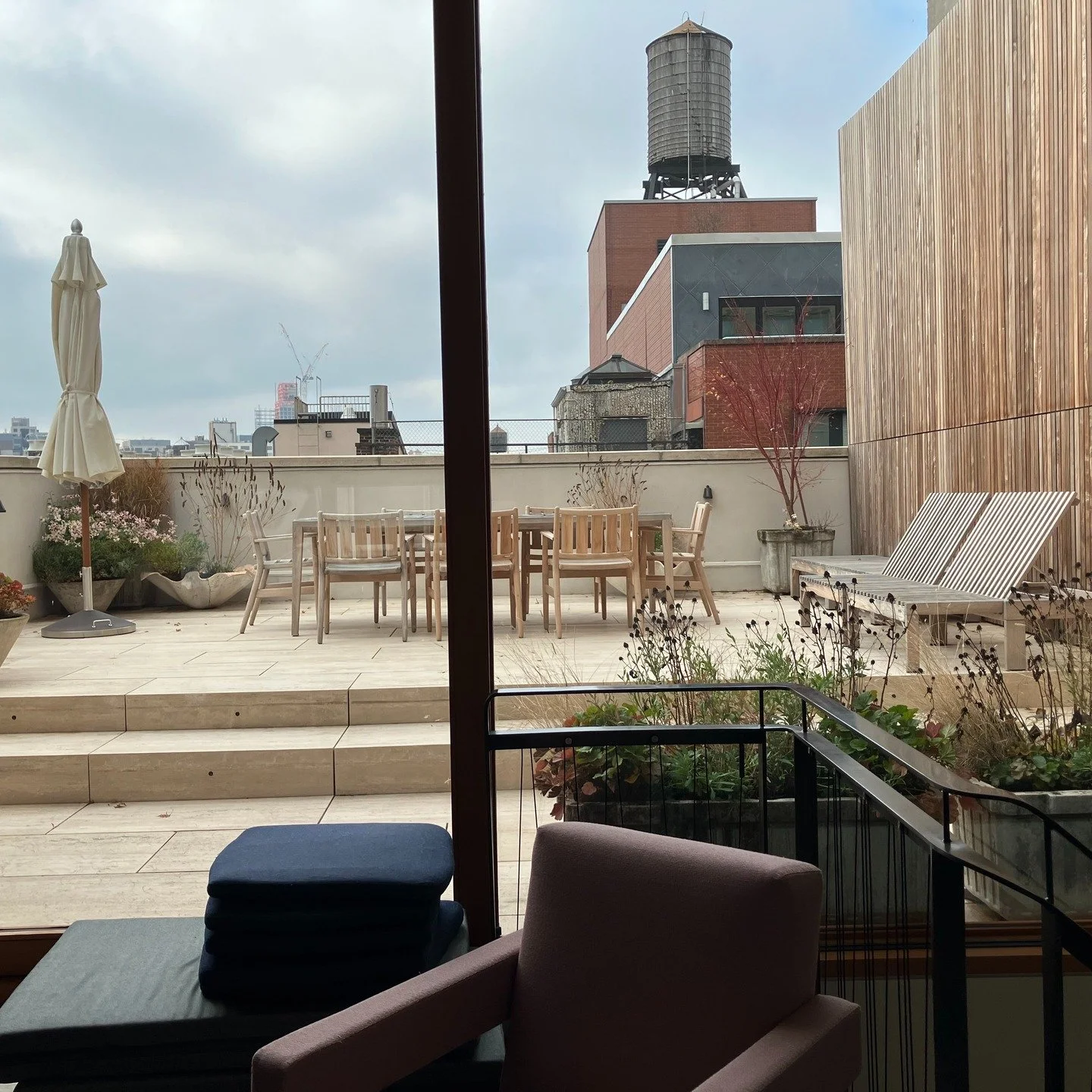 Gorgeous senescence was one of the main criteria for the planting design for this naturalistic planting in Willy Guhl vintage planters. The terrace is not huge and the planting is minimal so each plant has to offer more than one season of interest. 
