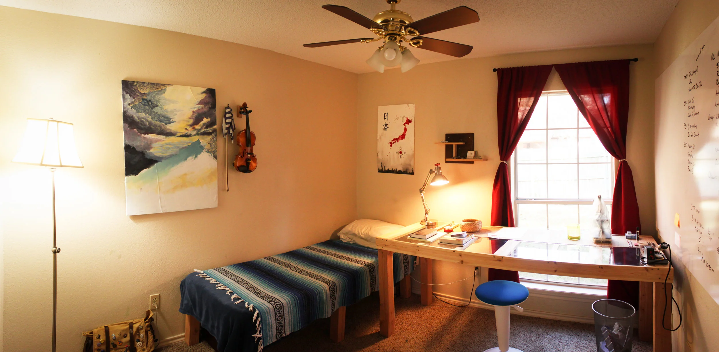 A room of a minimalist. Highly functional and a clean space.