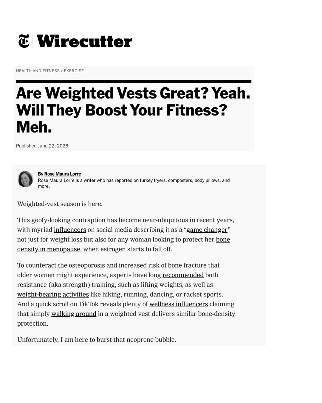 We all love to be asked our opinion about things, and even better if it&rsquo;s going to be in The New York Times. 

And just when you thought the weighted vest fad had dimmed a bit, I&rsquo;m here to tell you it definitely should 😉

#weightedvest #