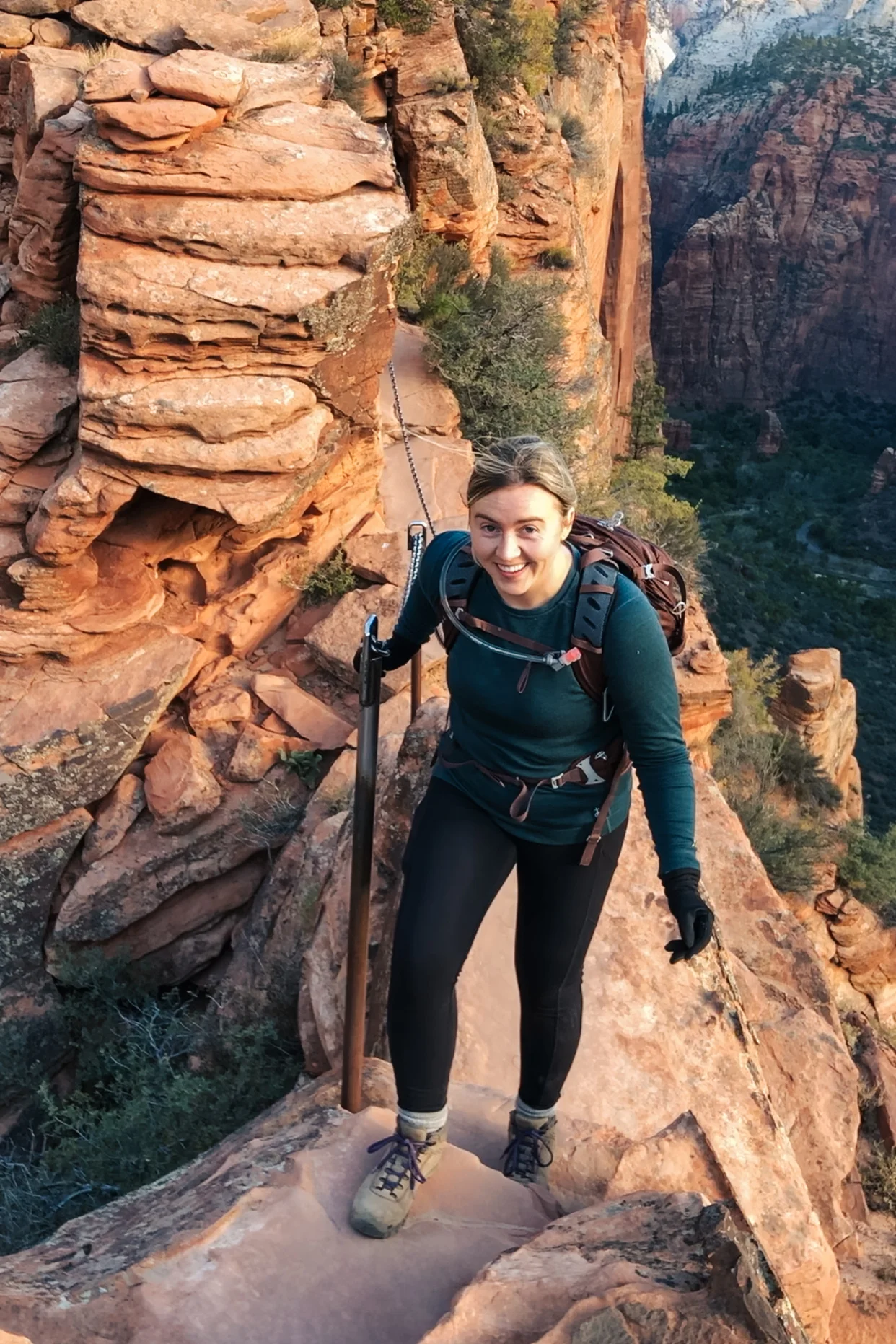 Making my way up Angel’s Landing with a 1000-foot drop on either side of me… I think my face says it all.