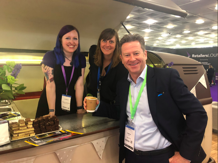 Serving coffee at the Sage stand and highlighting the benefit of human interaction! Robots for improved customer service and interaction in retail?