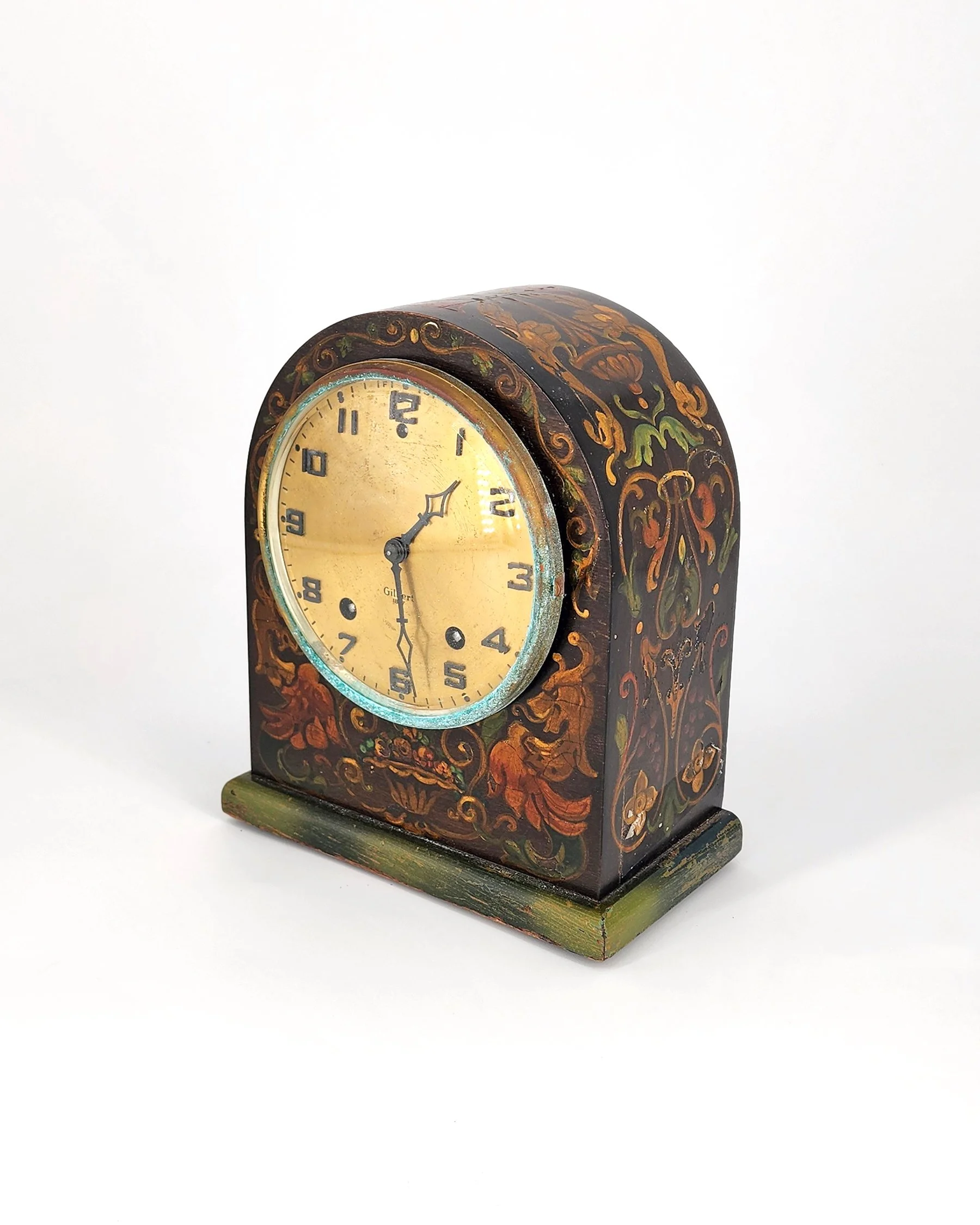 83184 Dannemiller Mantle Clock with Hand Painted Wood Case BEF3.jpg