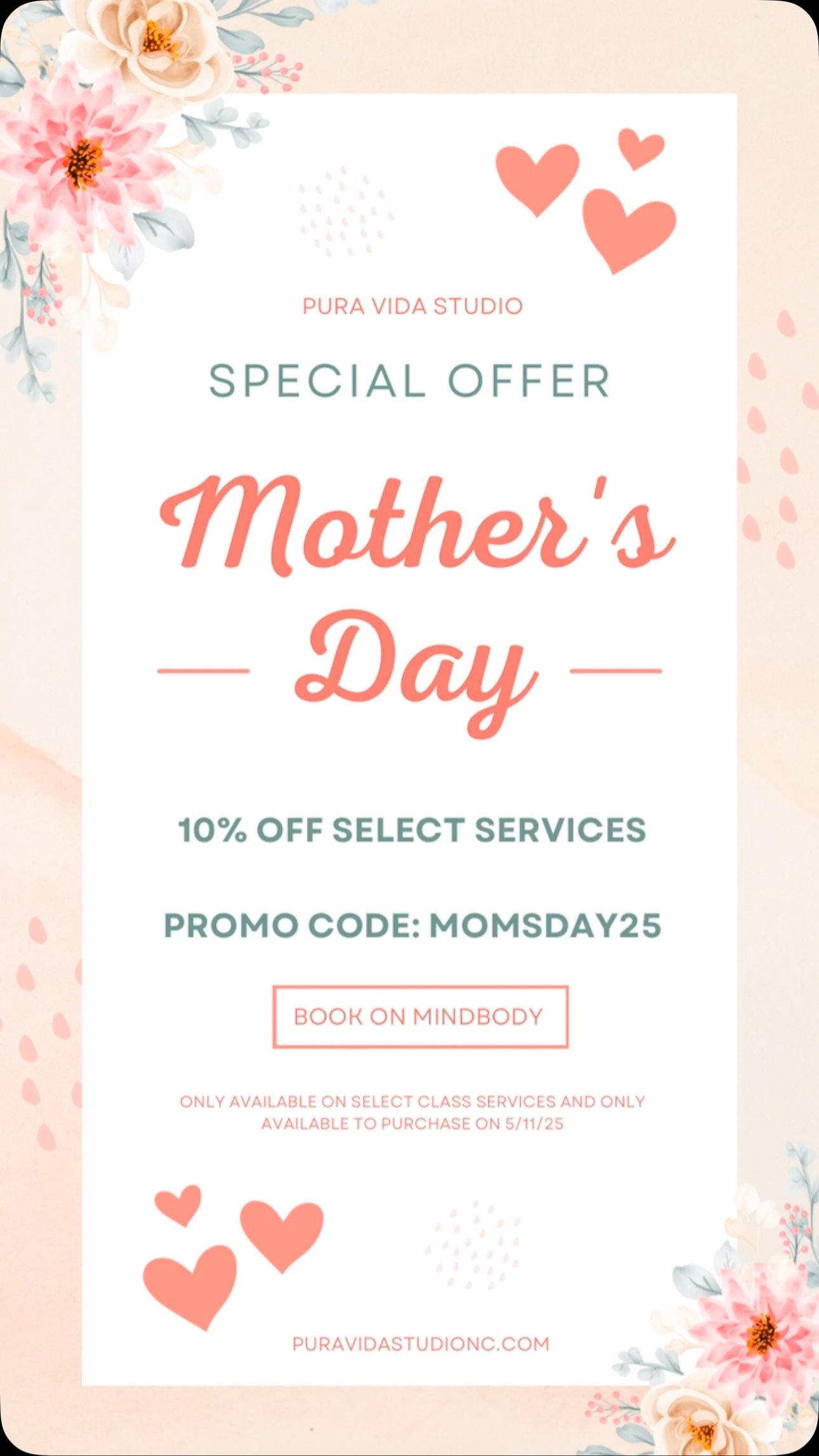 ✨MOTHER’S DAY ONLY SALE FOR ALL✨
In honor of Mother’s Day, we are offering a ONE-DAY SALE happening TODAY only—Sunday, May 12th!
PROMO CODE: MOMSDAY25
Enjoy special discounts on all aerial and yoga classes, open studios, as well