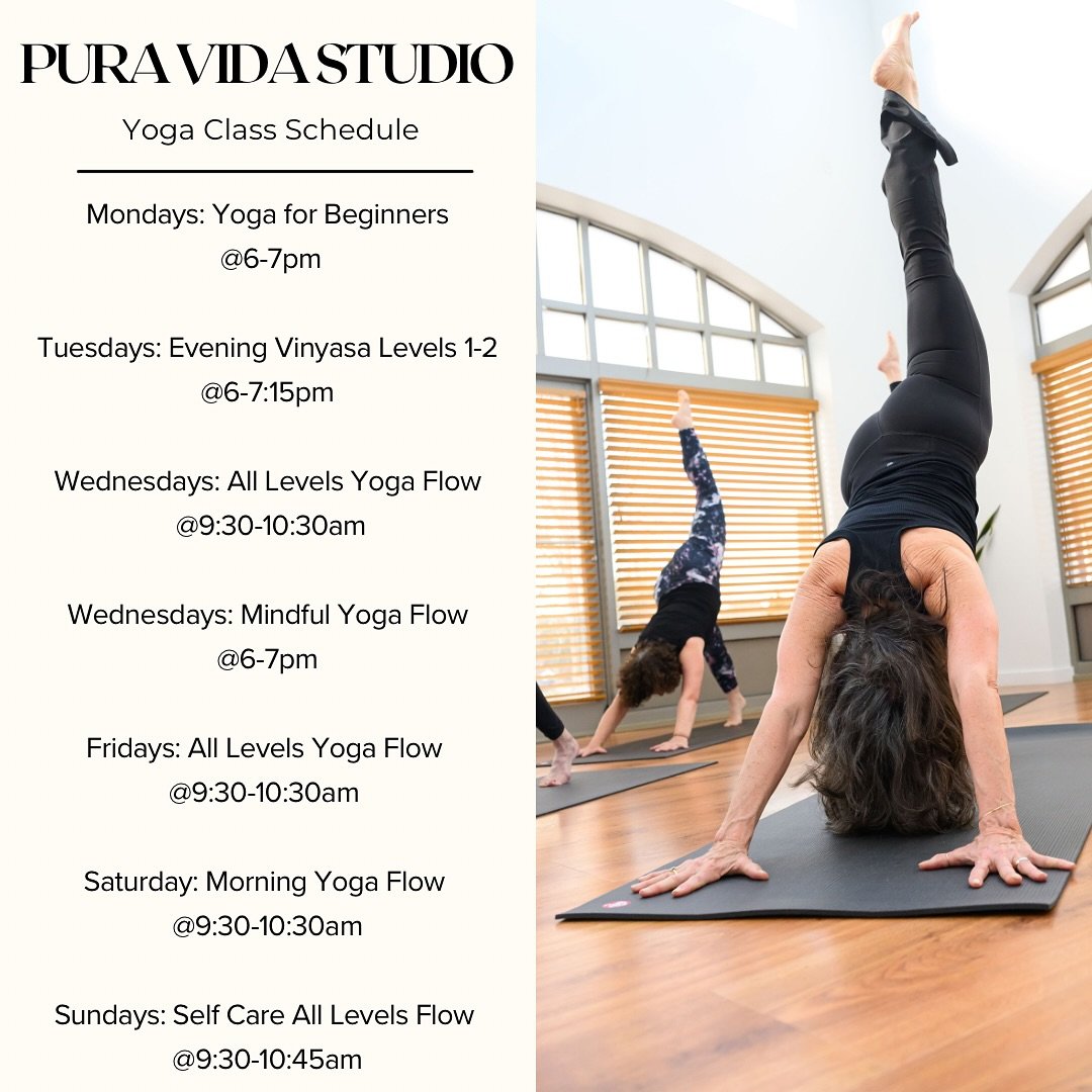 Ground into your body, clear your mind, and find your flow in our any of our weekly yoga classes✨
All classes are inclusive and provide a feel-good flow that’s all about meeting yourself where you are. Expect intentional movement, breath conne