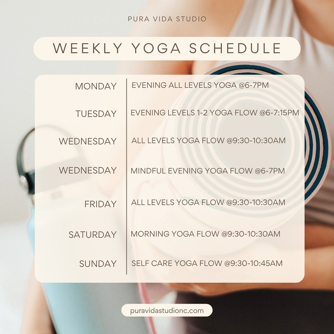 Your Weekly Dose of Zen Happens at Pura Vida with our Inclusive Yoga Classes🧘🏻‍♀️🧘🏽
Whether you’re stepping on the mat for the first time or deepening your practice, we’ve got a space just for you. Come as you are and move with u