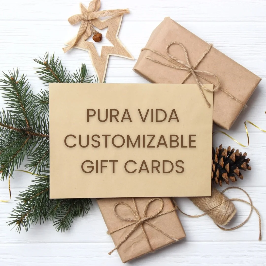 Give the gift of Pura Vida this holiday season with our online gift cards🎁

This is a great opportunity to gift your loved one the Pura Vida experience! Our gift cards are valid for a year after purchase and can be applied to any of yoga or aerial c