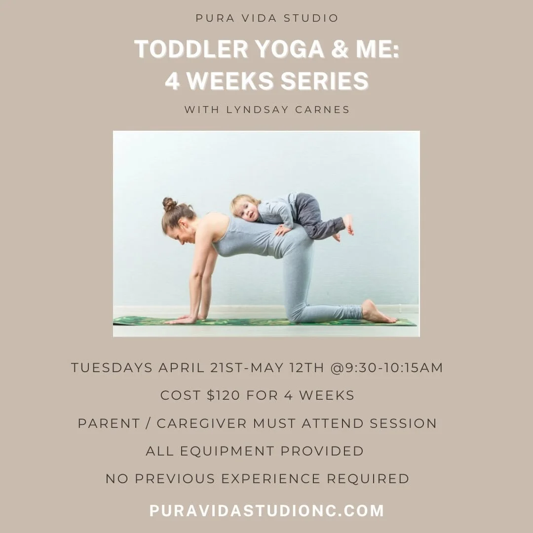 Toddler Yoga &amp; Me: 4 Week Series!! Only TWO spots left!

Join us for a joyful 4-week experience designed for caregivers + little ones (ages 2&ndash;4) to move and bond together through yoga💛

This 45-minute class is filled with:
&bull; playful y