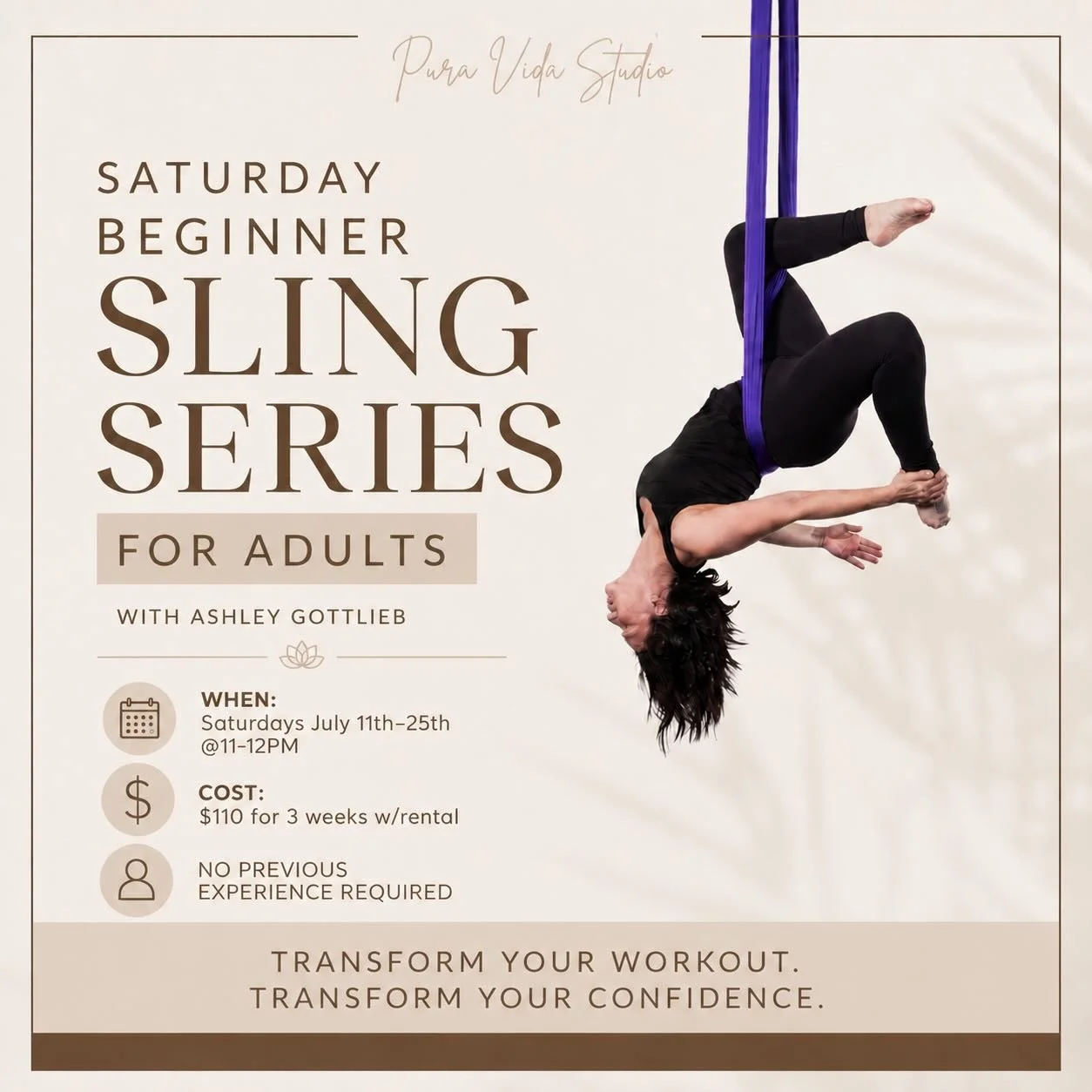 The confidence boost your workout has been missing is waiting for you in our beginner aerial sling series ✨

Our Beginner Sling Series is more than learning aerial skills. It&rsquo;s a full-body workout that builds strength, improves flexibility, and