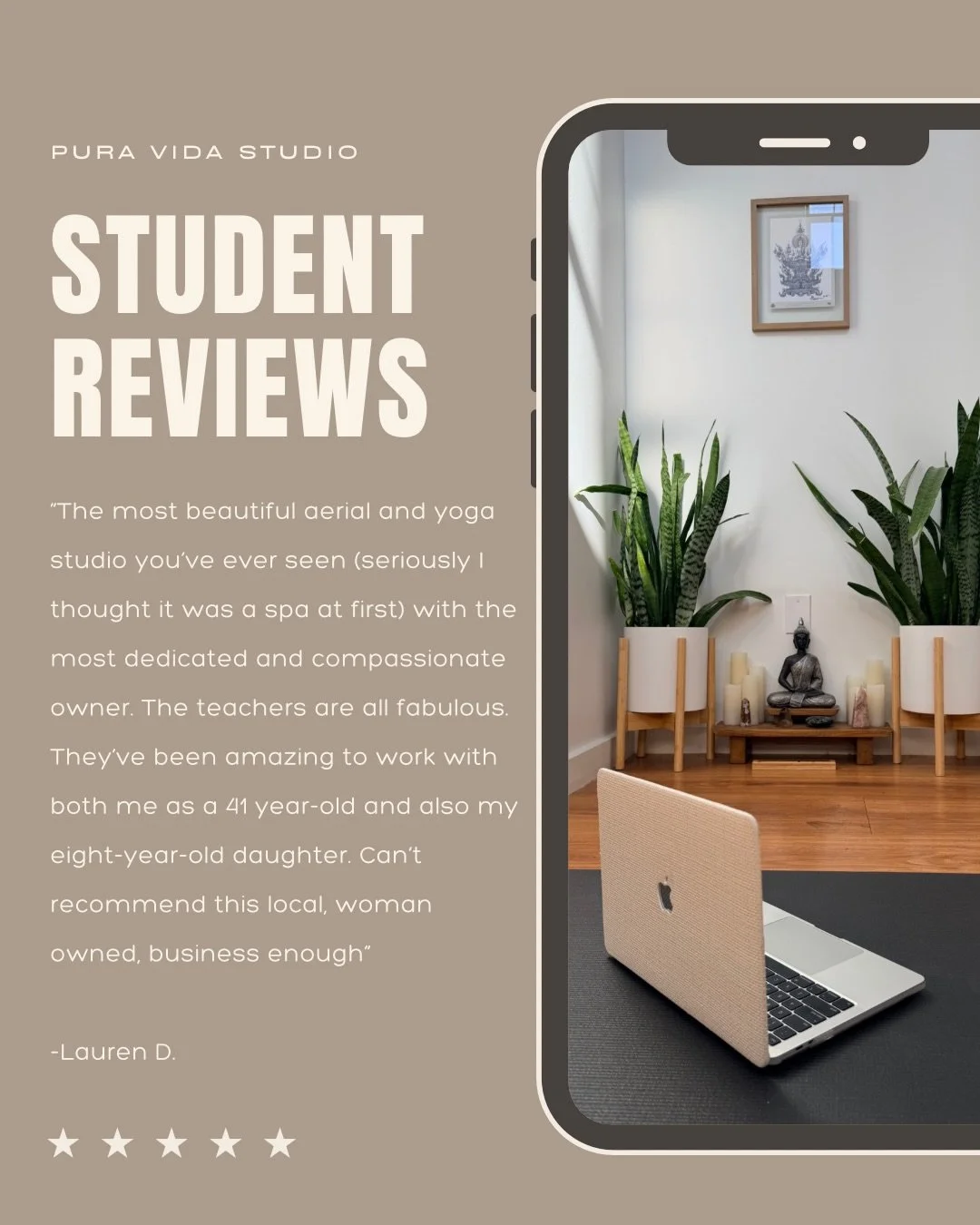 What the community is saying about Pura Vida⭐⭐⭐⭐⭐

The best part of what we do isn&rsquo;t just teaching yoga or aerial, it&rsquo;s seeing how movement transforms lives.

Every review reminds us why we opened our doors: to create a space where people