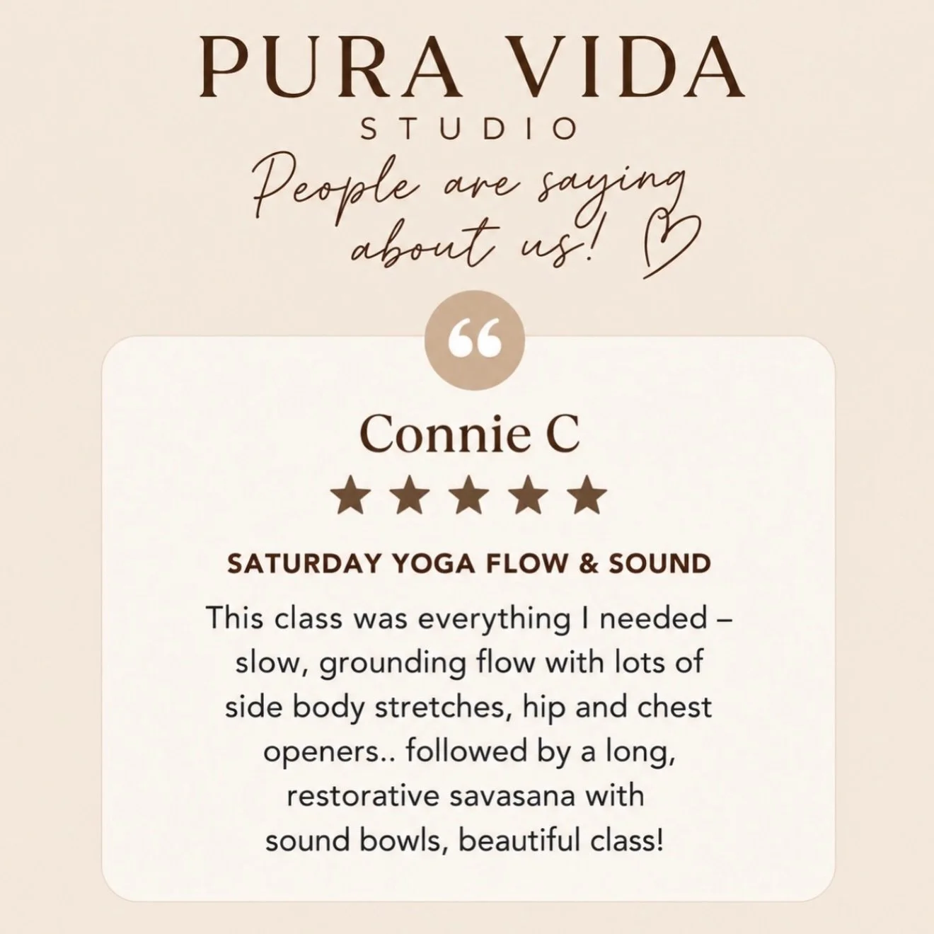 Wondering what it&rsquo;s actually like to take yoga at Pura Vida? Don&rsquo;t ask us, ask our students 👀

Swipe to read the 5-star reviews our yoga community is leaving us &rarr; ⭐️⭐️⭐️⭐️⭐️

From classes that are grounding and restorative to flows 